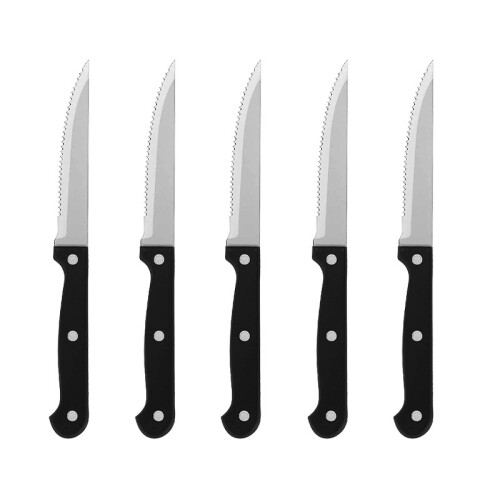 Five-piece steak and bread knife set