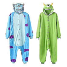 (L( fit 165-173cm), Yello horn) Sully Mike Kigurumis Cartoon Onesie Unisex Couple Overall Winter Funny Cute Homewear Monster Animal Jumpsuit Festival Gift Z