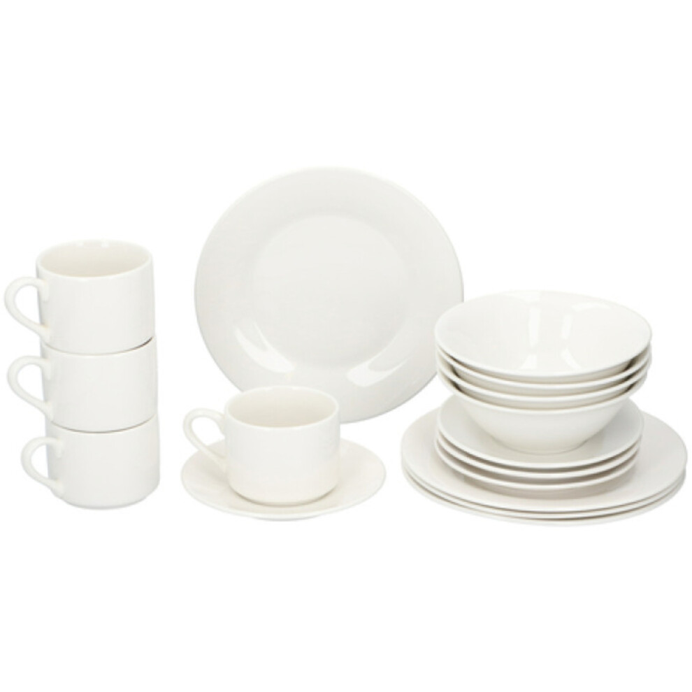 16PCS Porcelain White Breakfast Set Dinner Sets Crockery Set for 4