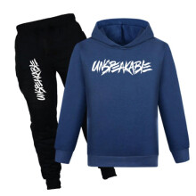 (9-10 Years, Royal Blue) Unspeakable Kids Sports Outfits Hoodie Pullover Jogging Pants Tracksuit Set For Boys Girls