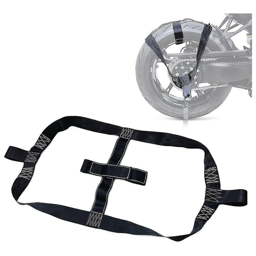 (Black) Universal Motorcycle Rear Wheel Tie-down Strap, Transportation Bundle Belt For Motor Bike Dirt Bike Trailer-image-OPC-PFPBPCD-NEW