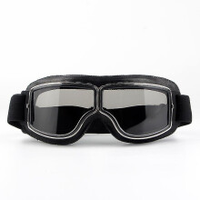 (grey) Motorcycle Goggle Pu Leather Windproof Sunglasses Sports Glasses Retro Bike Glasses For Bike Motocross Glasses