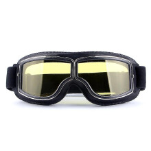 (yellow) Motorcycle Goggle Pu Leather Windproof Sunglasses Sports Glasses Retro Bike Glasses For Bike Motocross Glasses