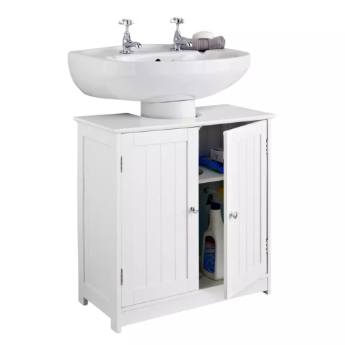 Under Sink Bathroom Storage Cabinet - White Basin Vanity Unit 1