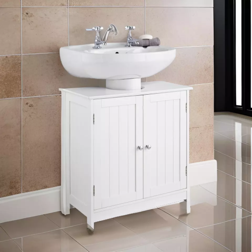 Under Sink Bathroom Storage Cabinet - White Basin Vanity Unit 2