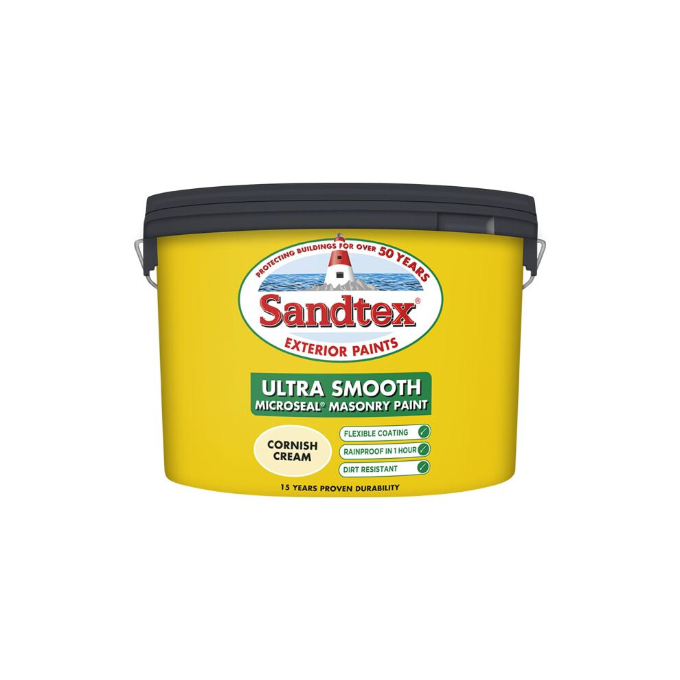 Sandtex - Smooth Masonry Paint 10L - Cornish Cream