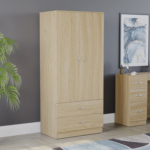 Vida Designs (Pine) Riano 2 Door 2 Drawer Wardrobe Bedroom Storage