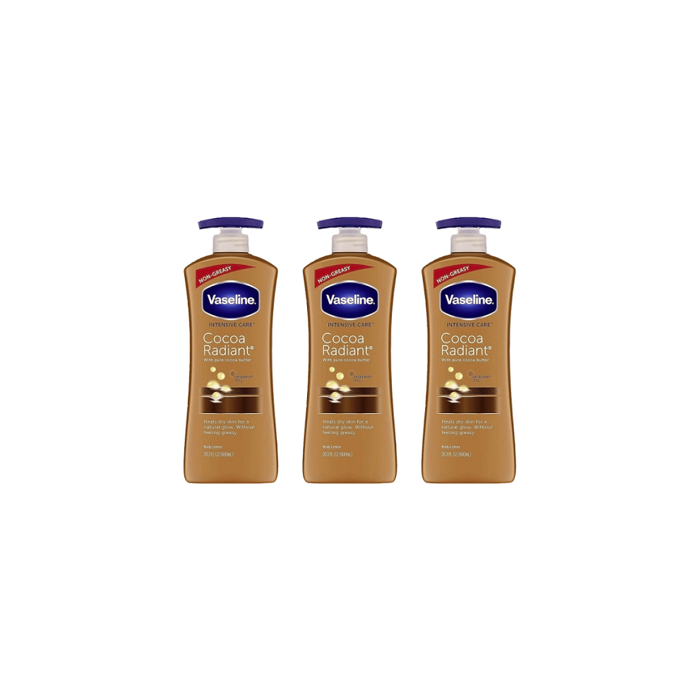 Vaseline Intensive Care Cocoa Radiant Lotion Moisturiser 3 x 600ml Pump