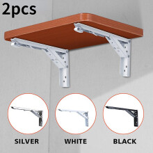 (White 14 inch 2pcs) 2pcs Triangle Folding Angle Bracket Heavy Support Adjustable Wall Mounted Bench Table Shelf Furniture Hardware Bracket Wall Tabl