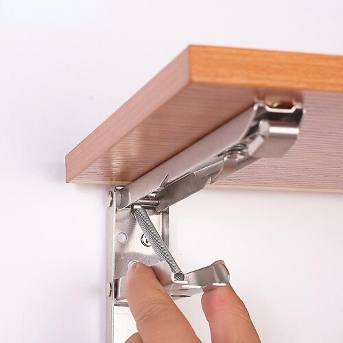 (Silver 8 inch 2pcs) 2pcs Triangle Folding Angle Bracket Heavy Support Adjustable Wall Mounted Bench Table Shelf Furniture Hardware Bracket Wall Tabl 1
