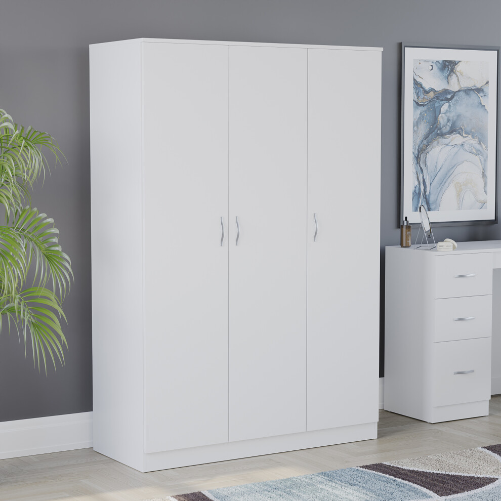 (White) Riano 3 Door Wardrobe Bedroom Garment Storage