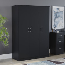 (Black) Riano 3 Door Wardrobe Bedroom Garment Storage