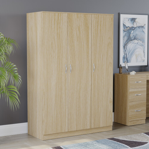 Vida Designs (Pine) Riano 3 Door Wardrobe Bedroom Clothes Storage