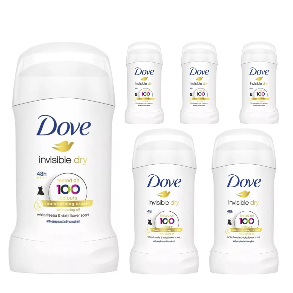 Dove 6 X 40Ml Anti-Perspirant Deodorant Stick Invisible Dry 48H