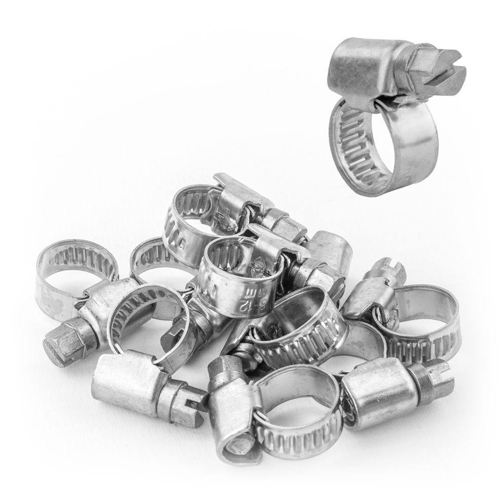 (Pack of 10) KCT 8-12mm Stainless Steel 304 Adjustable Clip Mini Small Fuel Hose Pipe Clamp