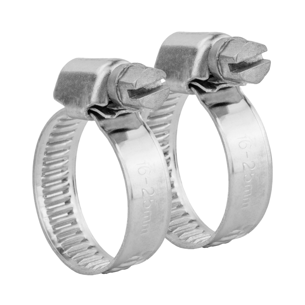 (Pack of 2) KCT 16-25mm Stainless Steel 304 Adjustable Clip Mini Small Fuel Hose Pipe Clamp