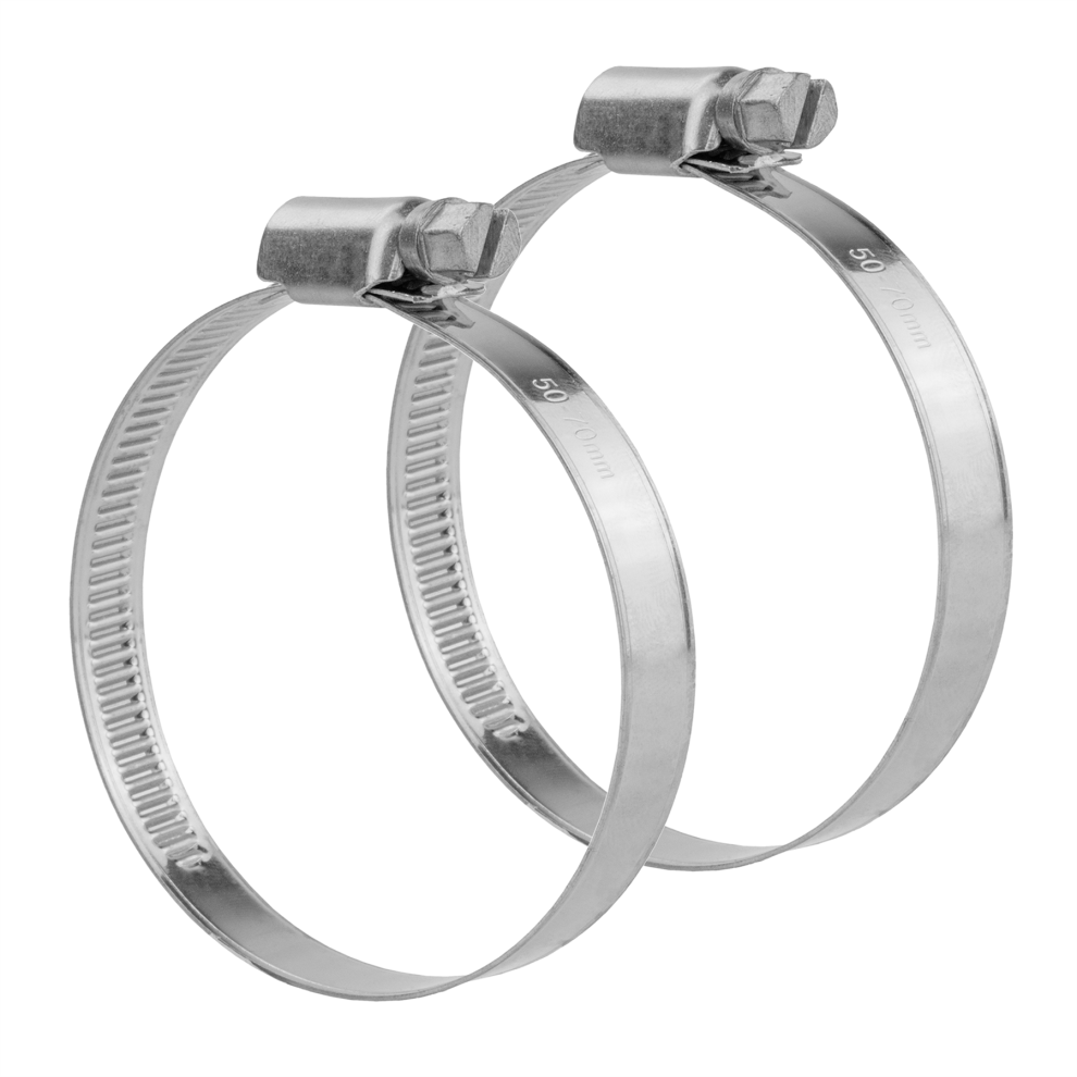 (Pack of 2) KCT 50-70mm Stainless Steel 304 Adjustable Clip Dish Washing Machine Hose Pipe Clamp