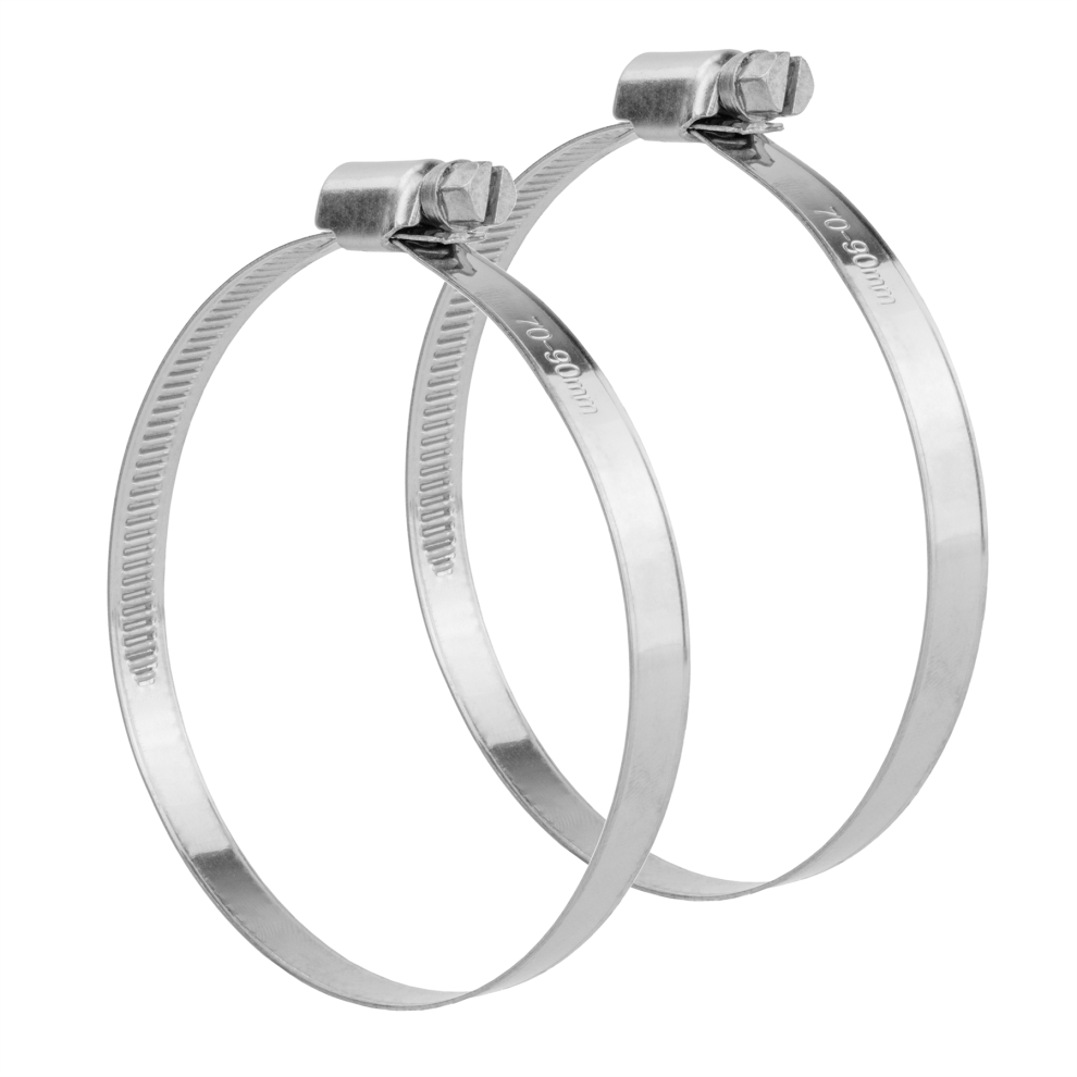 (Pack of 2) KCT 70-90mm Stainless Steel 304 Adjustable Clip Dish Washing Machine Hose Pipe Clamp