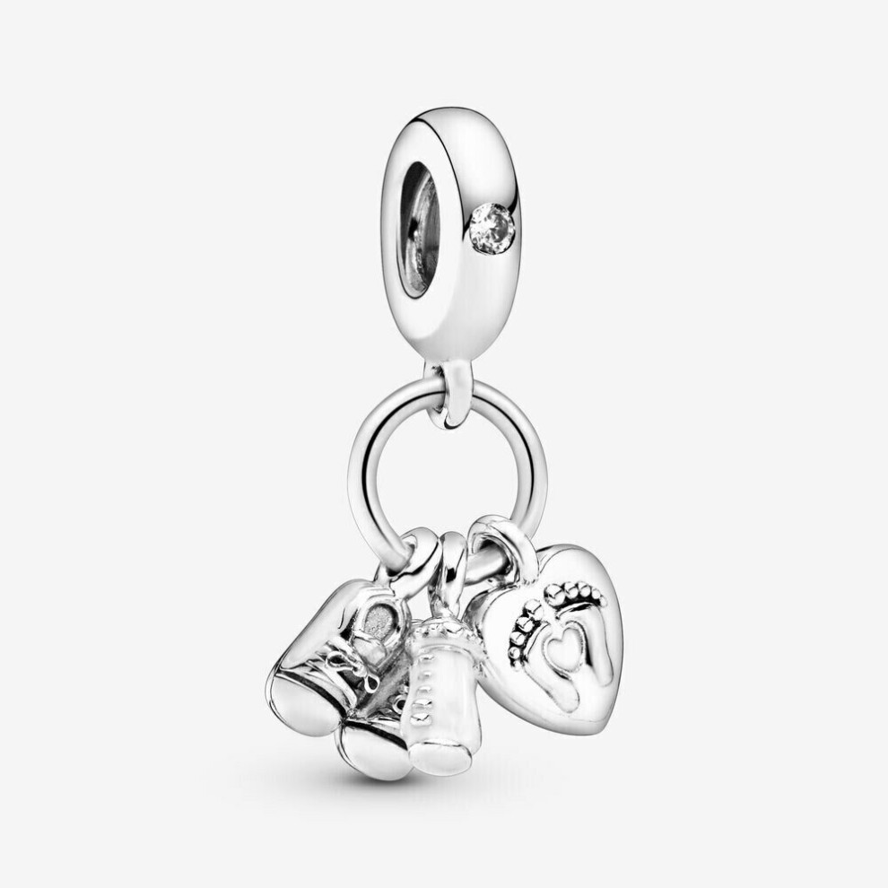 (baby bottle shoes feet print  dangle ) 925 sterling silver fits original pandora bracelet