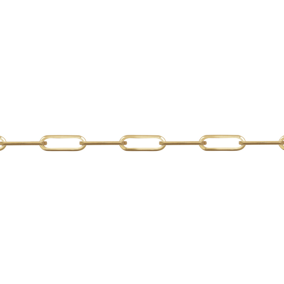 Jewelco London Ladies 9ct Yellow Gold Elongated Oval Pill Paperclip 3mm Gauge Chain Link Bracelet, 7.5 inch 19cm - JCN093A-7.5