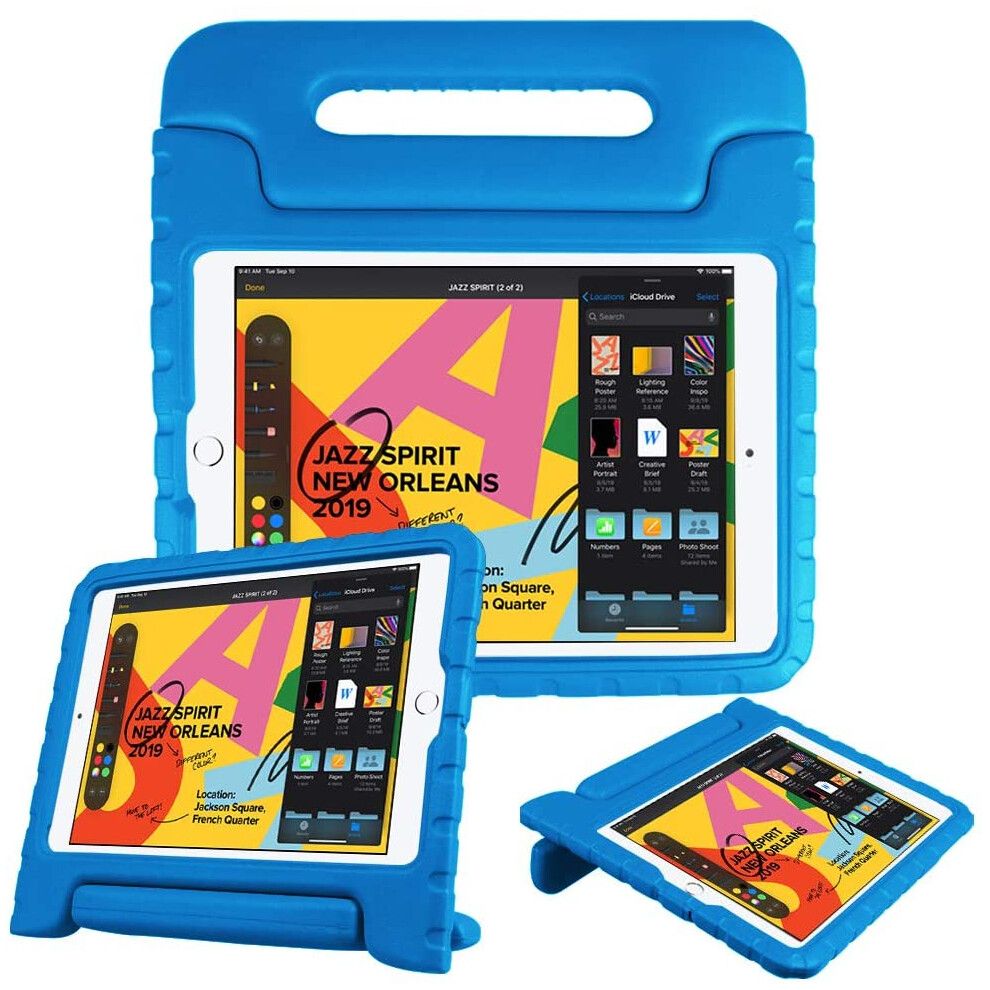(Blue ) Kids Shockproof Heavy Duty Tough EVA Case Cover For Apple iPad 10.2 7th 8th 9th Generation