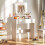 Homcom HOMCOM Dressing Table with Mirror, LED Lights, Drawers, for Bedroom, White 3
