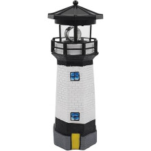 LED Solar Lighthouse Sensor Beacon Rotating Lamp Statue Garden Outdoor
