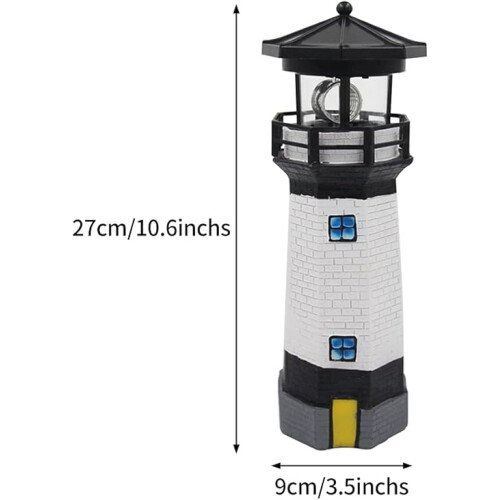 LED Solar Lighthouse Sensor Beacon Rotating Lamp Statue Garden Outdoor 1