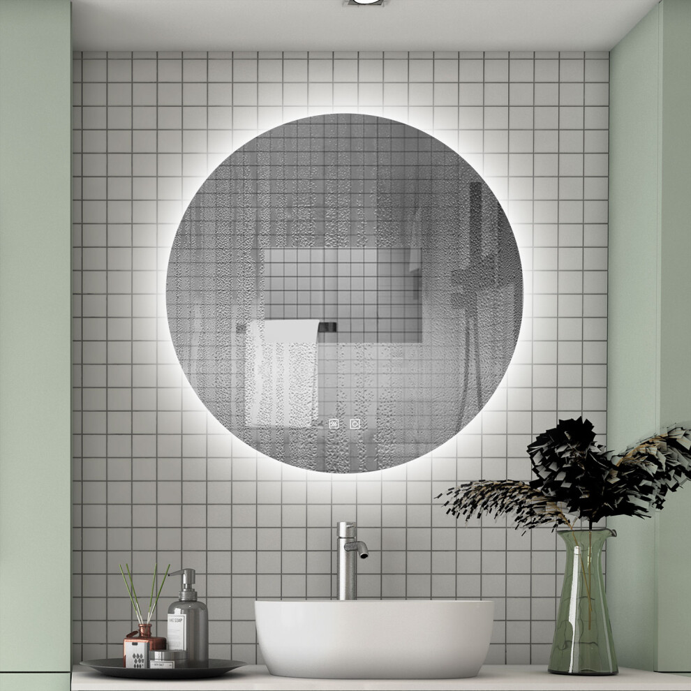 (500*500mm) Round Dimming 3Colors LED Bathroom Mirror,Anti-fog