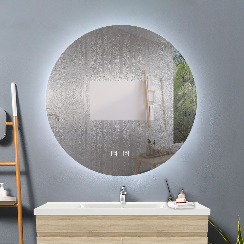 (1000*1000mm) Round Dimming 3Colors LED Bathroom Mirror,Anti-fog