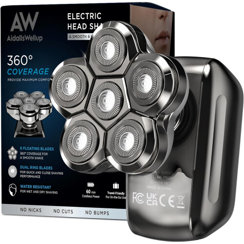 (Plating) Men's Shaver: Waterproof Men's Skull Bald Shaver Men's Rechargeable Shaver - Men's Cordless Electric Shaver for a Closer Shave