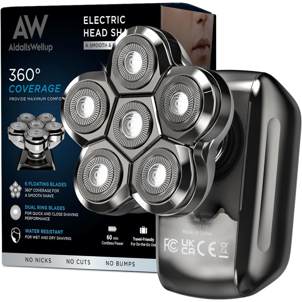 (Plating) Men's Shaver: Waterproof Men's Skull Bald Shaver Men's Rechargeable Shaver - Men's Cordless Electric Shaver for a Closer Shave