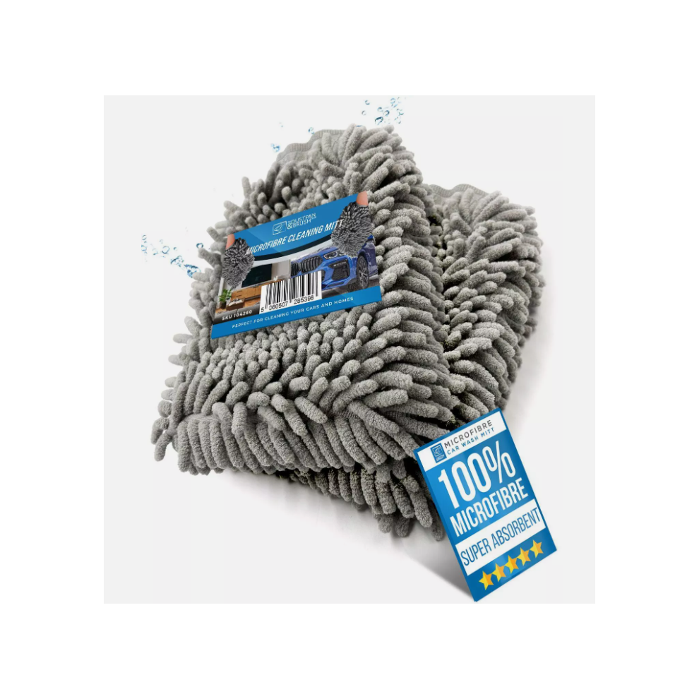 Microfibre Car Wash Mitt Glove X2 Absorbent Cleaning Washing Noodle 5060507285633