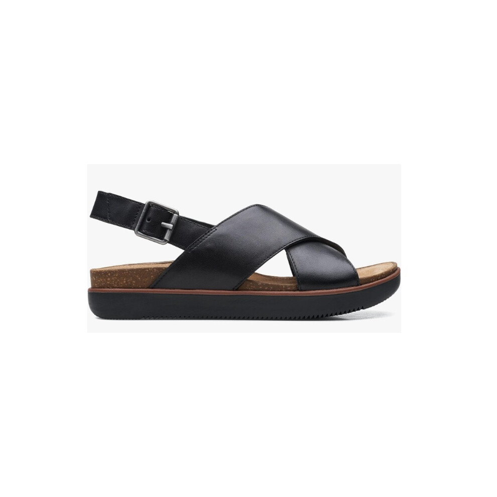 Clarks Women's Elayne Cross Sandal, Black (Black Leather), 6.5 UK