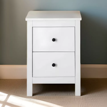 Modern 2-Drawer White Bedside Table - Stylish Black Storage Cabinet