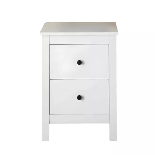 Modern 2-Drawer White Bedside Table - Stylish Black Storage Cabinet 2