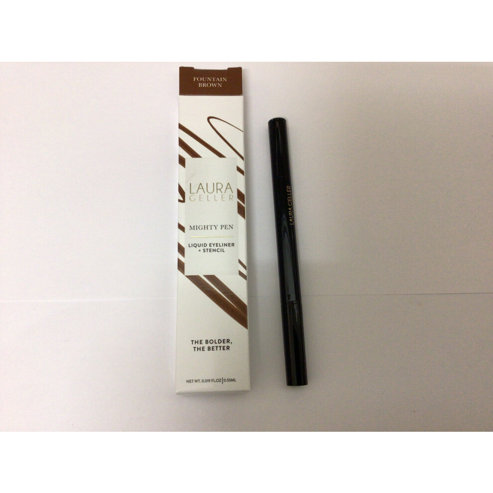 Laura Geller Mighty Pen Liquid Eyeliner + Stencil Shade Fountain Brown