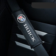 (Buick) 2PCS Black Car Seat Belt Real-Leather Shoulder Pads Cushion