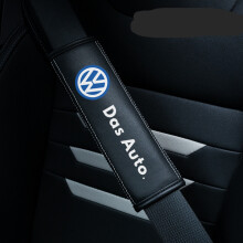 (Volkswagen) 2PCS Black Car Seat Belt Real-Leather Shoulder Pads Cushion