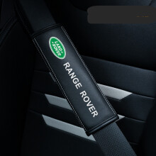 (Land Rover) 2PCS Black Car Seat Belt Real-Leather Shoulder Pads Cushion