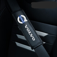 (Volvo) 2PCS Black Car Seat Belt Real-Leather Shoulder Pads Cushion