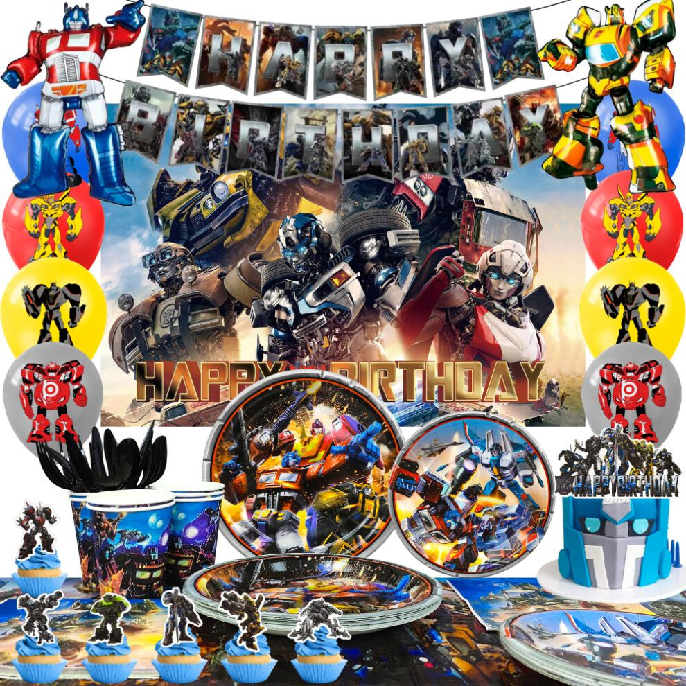 114pcs Transformers Party Decorations-transformers Robot Birthday Party Supplies Includes Transformers Tableware