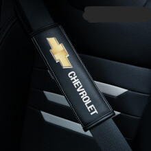 (Chevrolet) 2PCS Black Car Seat Belt Real-Leather Shoulder Pads Cushion