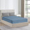(King Fitted Sheet 30cm, Washed Blue) 100% Cotton Fitted Sheet Fully Elasticated 30CM Bed Sheets Double King Super King 1