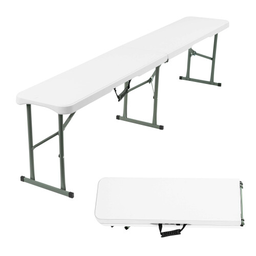 (1 x Folding Bench) 6FT Plastic Folding Bench Portable Outdoor Bench for Picnic Camping Garden