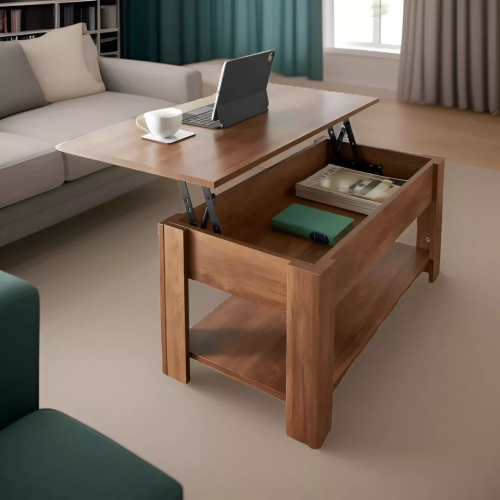 Rustic Oak Coffee Table with Lift-Up Top - Tromso Under Shelf Storage 1