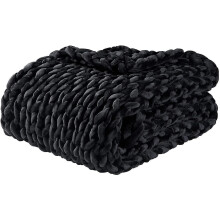 (Black) Cooling Knitted Weighted Blanket, Hand Made Chunky Knit Weighted Throw Blanket