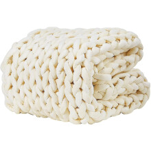 (Beige) Cooling Knitted Weighted Blanket, Hand Made Chunky Knit Weighted Throw Blanket