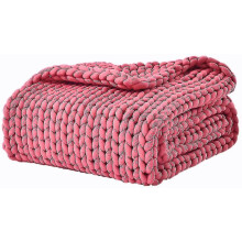(Red) Cooling Knitted Weighted Blanket, Hand Made Chunky Knit Weighted Throw Blanket