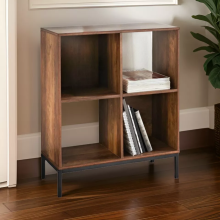 4-Cube Wooden Bookcase - Compact Display Shelves for Home Storage